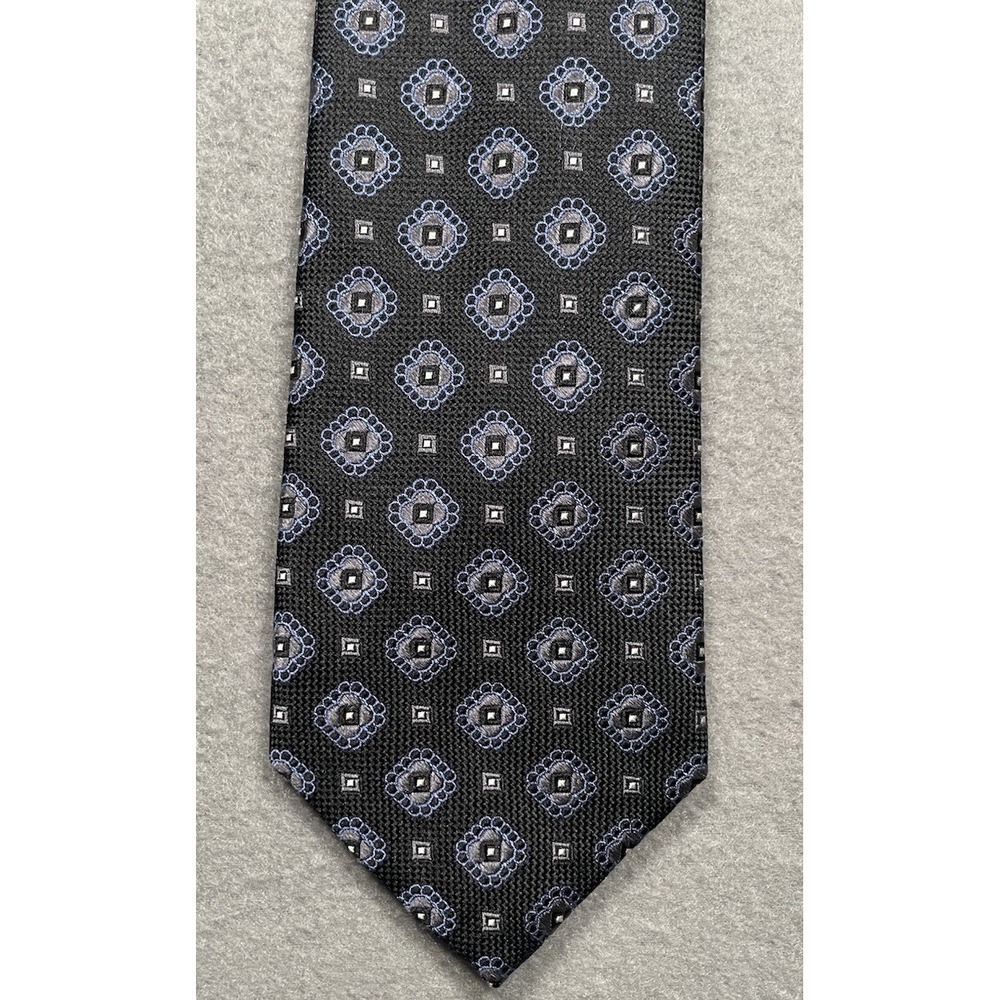 Jos. A. Bank Reserve Tie Mens 100% Silk Necktie Black Blue Designer EUC